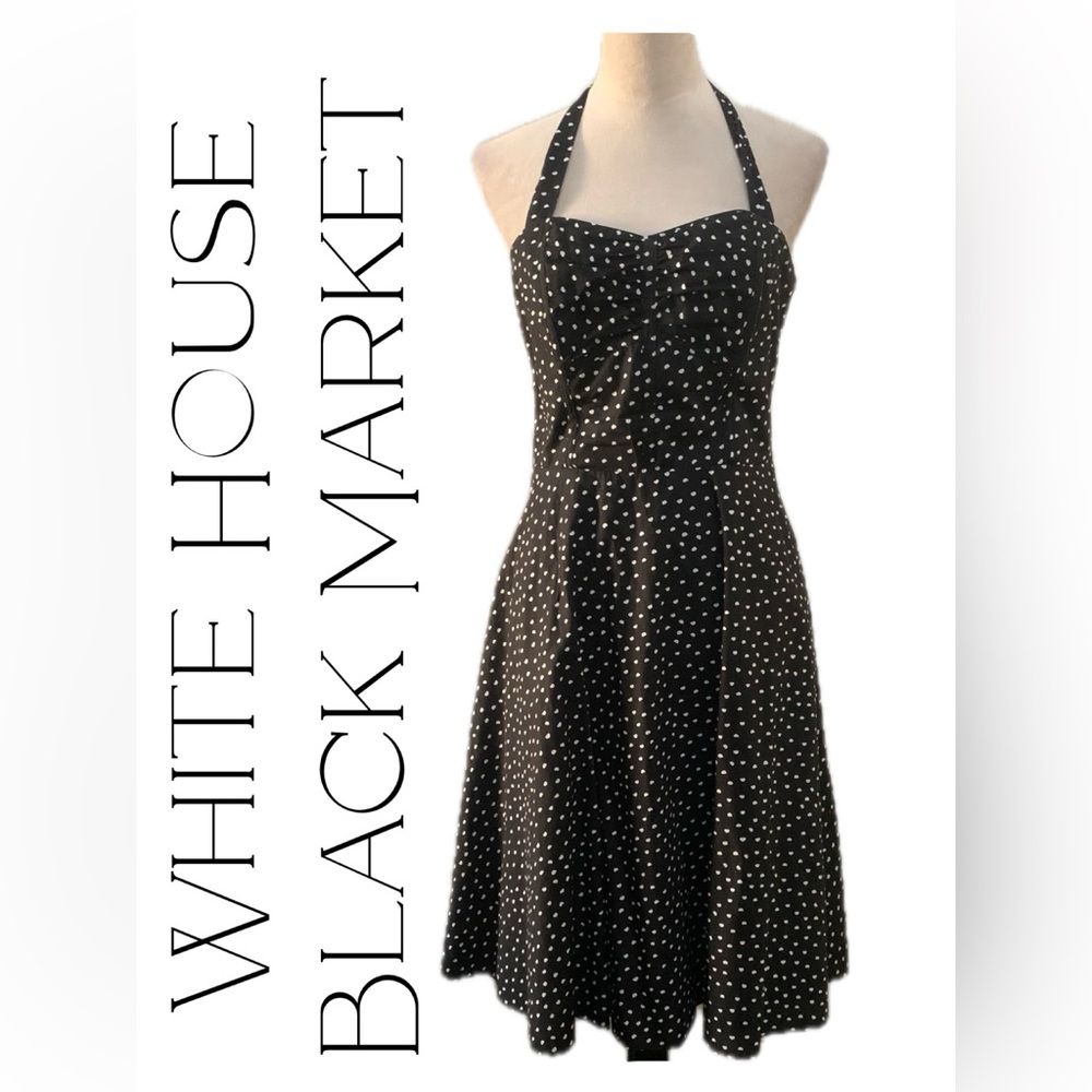 💖100% Cotton WHBM Fit and Flare PolkaDot Dress With Removable Straps | Size 8